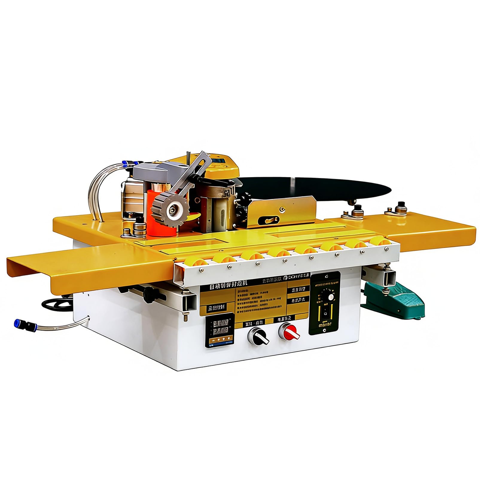 Encoladora de Cantos Automática con Corte de Cinta, Canteadora para Madera Curva/Recta 1200 W, con Pegado por Doble Cara y Control de Temperatura, Ancho de Banda de 6-60 mm B
