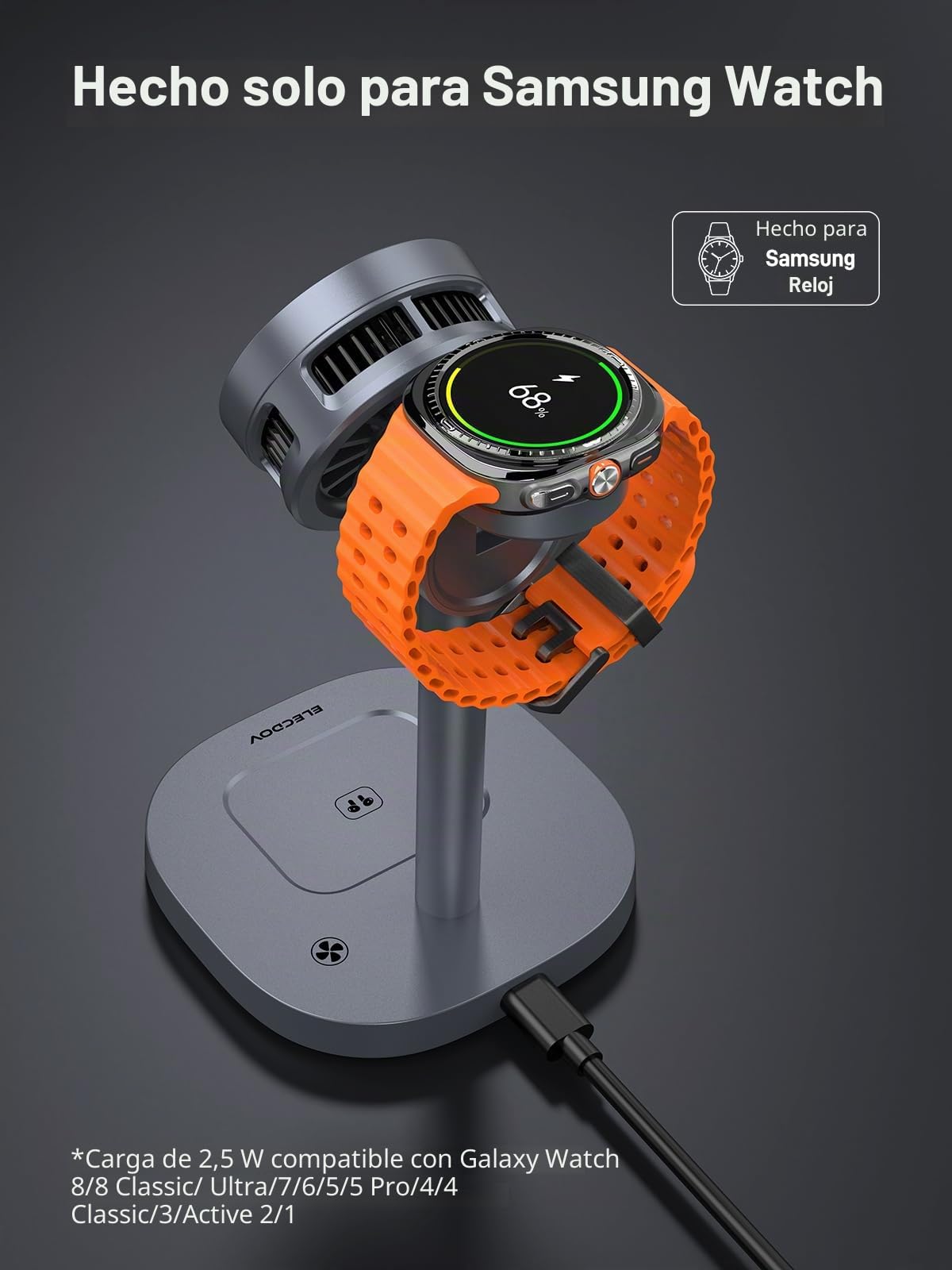 Cargador Inalámbrico para Samsung Galaxy S26 Ultra/S24/Z Fold 7/Flip 7, Estación de Carga con Refrigeración Magnética Qi2 para Samsung Watch 8/Ultra, Cargador Magnético para Galaxy Buds 4 Pro
