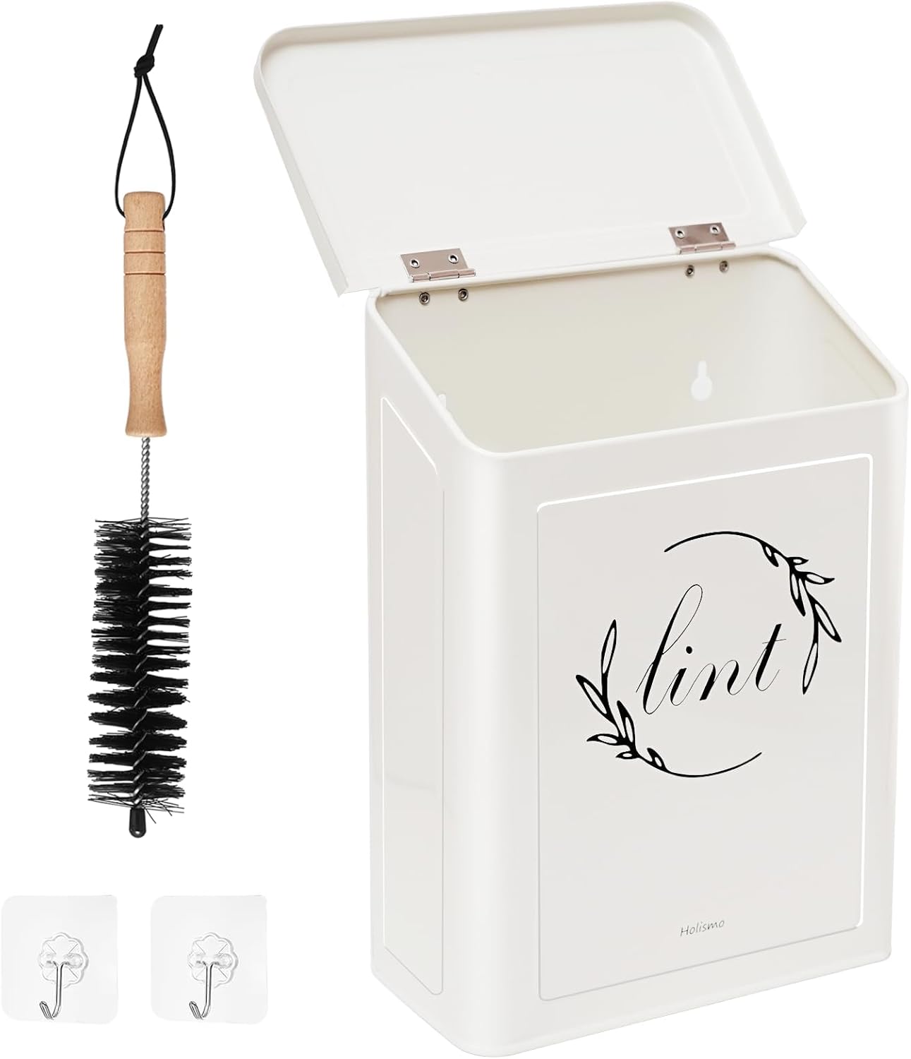 Magnetic lint bin for laundry room metal trash can