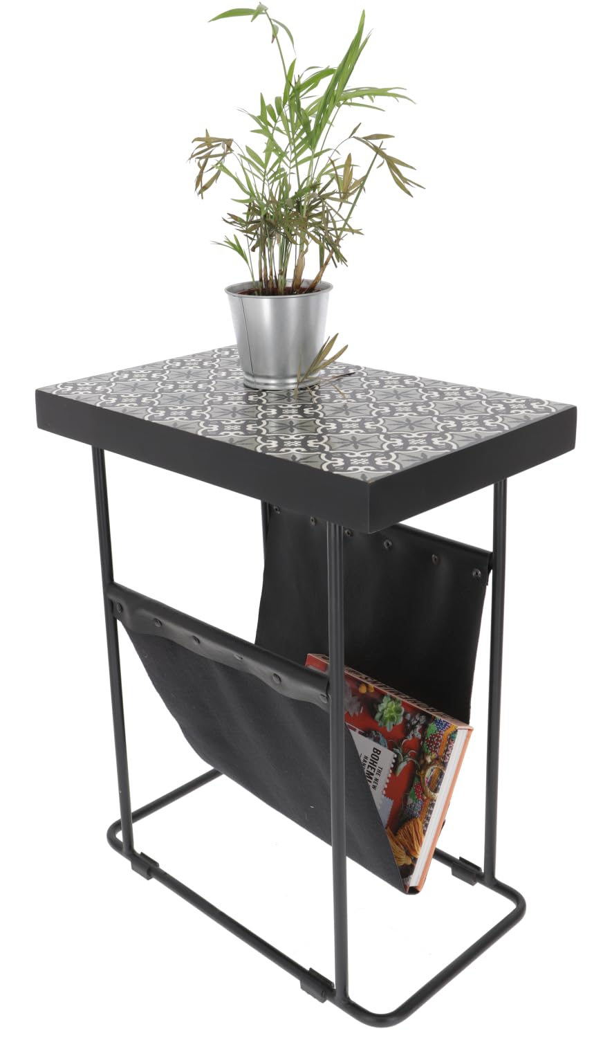 GURU SHOP Tavolino da salotto, portariviste con mosaico di piastrelle, marrone, legno di mango, 56 x 46 x 29 cm, tavolini da caffè e tavoli da pavimento