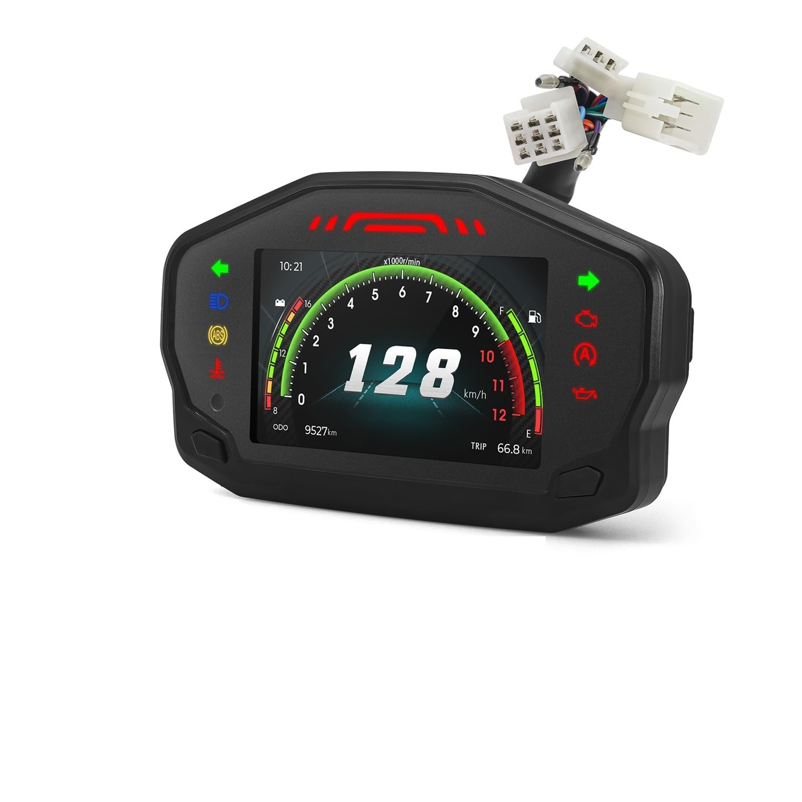 Tachimetro Moto Con Contagiri, Indicatore Carburante, Tempo, Giri/min, Velocità, Livello Carburante, Contachilometri Parziale, Display Per Moto. Contachilometri