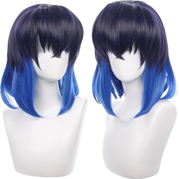 Black blue gradient Cosplay Wigs Men short Hair In-Inosuk Style