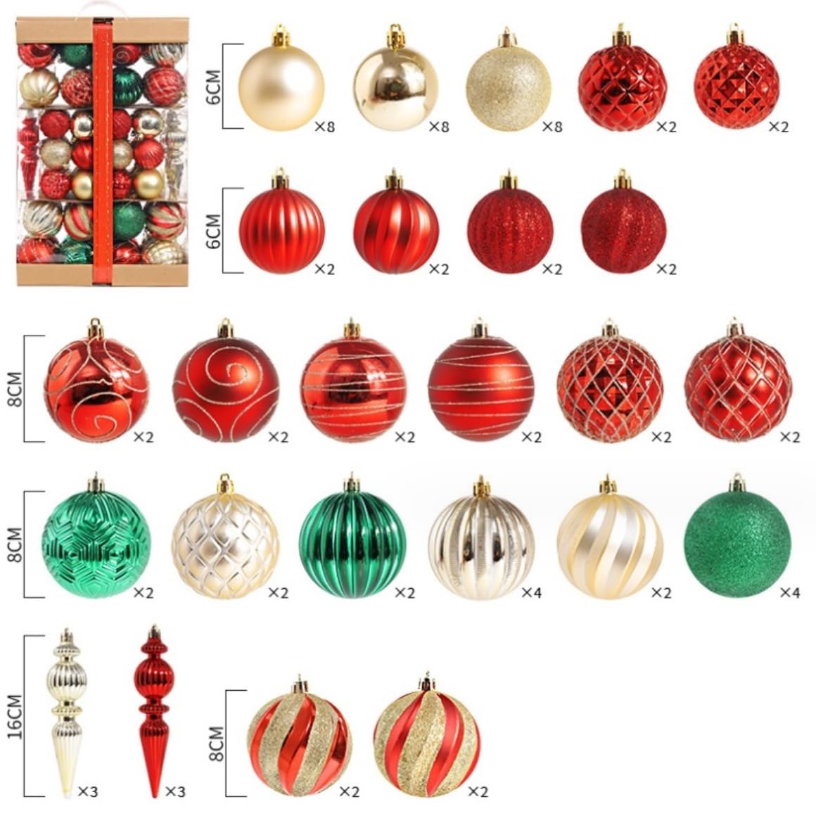 Set de Bolas de Navidad Bolas de Navidad 70 Uds Bolas De Navidad Inastillables Decoraciones Para Árboles De Navidad Adornos Bolas Navidad Colgante Decoración Navideña Bolas para Arbol de Navidad ( Col
