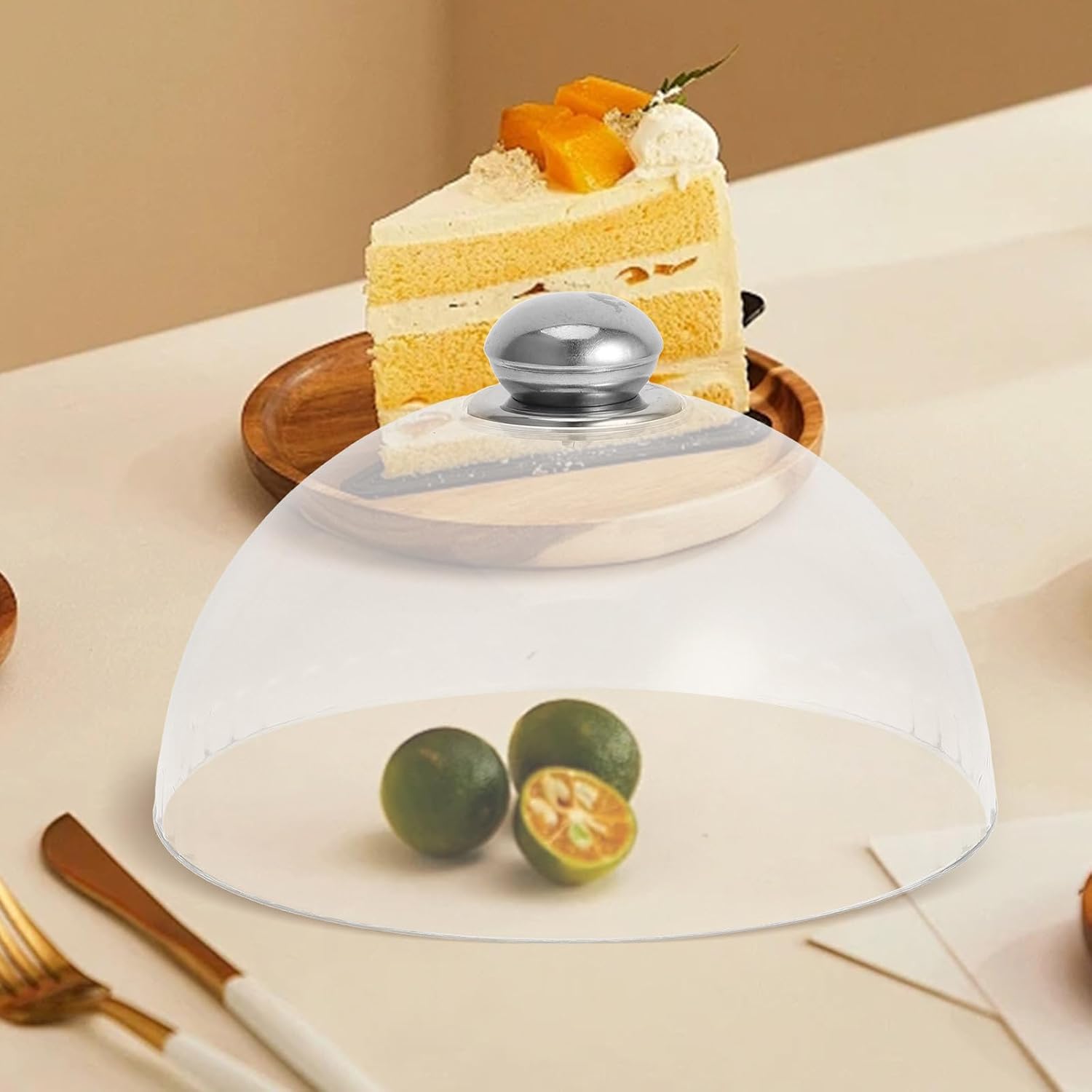 Plastic Food Cover Dessert Plate Lid 19.5X12 Inch Acrylic Cake Dome Cover Dustproof Snack Tray Protector for Kitchen Serveware
