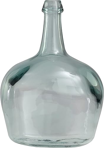 Miniatura 3 de Deco 79 Jarrón de vidrio reciclado hecho a mano español, 11 x 8 x 15 pulgadas, transparente