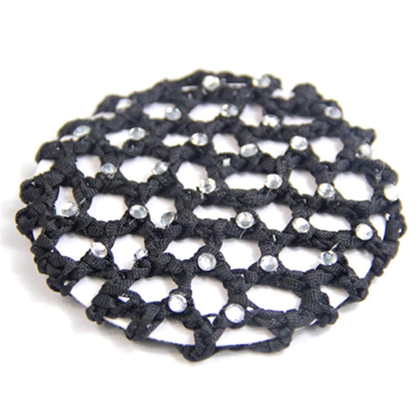 matumou Women Bun Cover Hair Net Ballet Dance Skating Rhinestone Crochet Snood