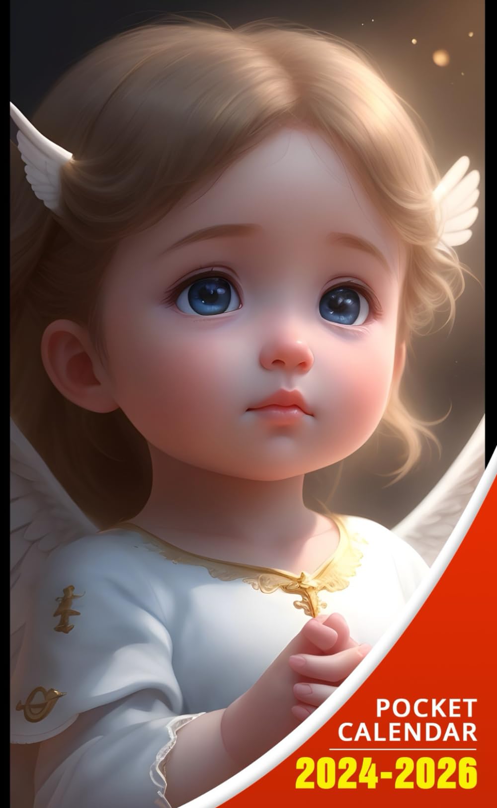 Pocket Calendar 2024 - 2026: Three-Year Monthly Planner for Purse , 36 Months from January 2024 to December 2026 | Baby girl with cloud wings | Tranquil and confident expression