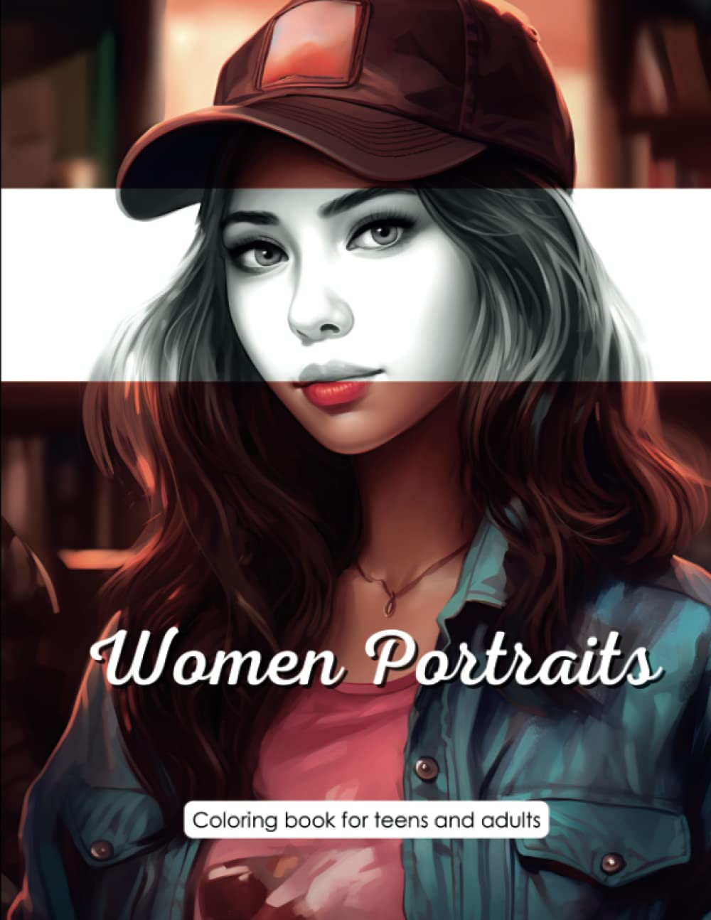 Beautiful Women Portraits - Grayscale Coloring Book for adults and teens: 50 realistic illustrations to color