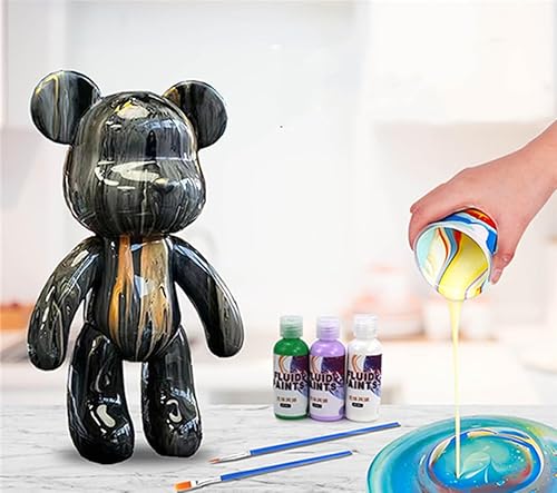 Miniatura 4 de HANDA - Kit de pintura de oso de peluche fluido para bricolaje, decoración creativa para el hogar, hecha a mano, figura de muñeca, juguetes de