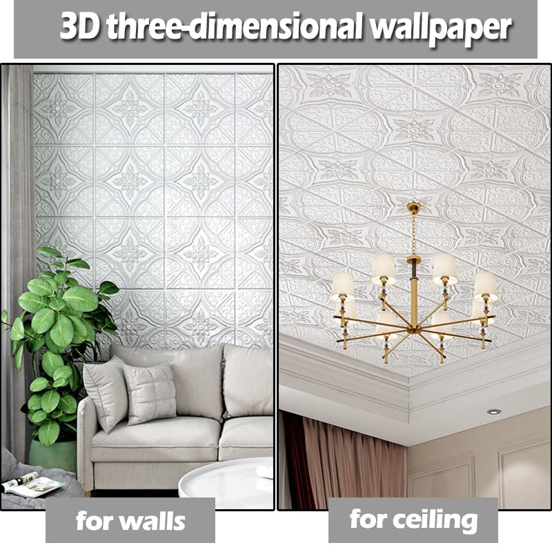 Panele ścienne, samoprzylepna tapeta 3D stereooo pianka naklejka ścienna 70 x 70 cm tapeta ścienna sufit salon samoprzylepna sypialnia dach piankowy papier dekoracja (kolor: niebieski, rozmiar: 6 szt.