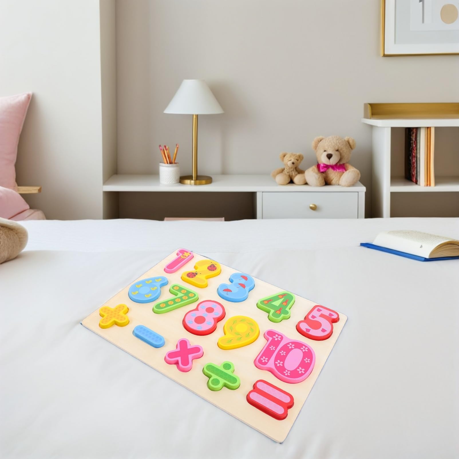 Holzpuzzle 3 Stück mit Alphabet, Zahlen und Formen | Lernspielzeug für Kleinkinder, Sortierbrett für Frühe Bildung, Fördert Feinmotorik und Farbzuordnung