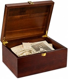 Larger Wooden Memory Wedding Keepsake Boxes With Hinged Lids - Decorative Storage Box With a Hinge Lids For Letter Time Capsule - Wooden Gift Boxes，5.3“*8.6”*11.7“