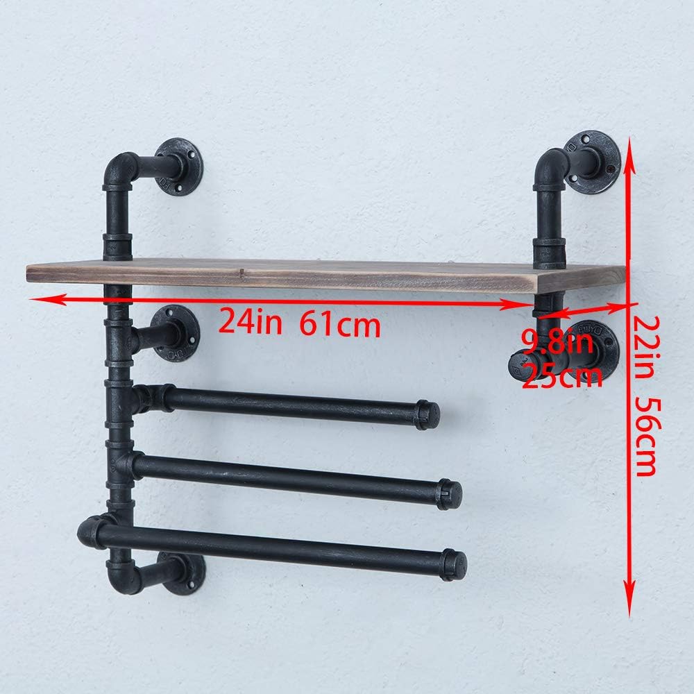 Bеѕt Cуbеr Dеаlѕ 🔥 Industrial Towel Rack with 3 Towel Bar,24in Rustic Bathroom Shelves Wall Mounted,Farmhouse Pipe Shelving Wood Shelf,Metal Floating Shelves Towel Holder,Iron Distressed Shelf Over Toilet Bіg Sаlе Industrial Towel Rack with 3 Towel Bar,24in Rustic Bathroom Shelves Wall Mounted,Farmhouse Pipe Shelving Wood Shelf,Metal Floating Shelves Towel Holder,Iron Distressed Shelf Over Toilet