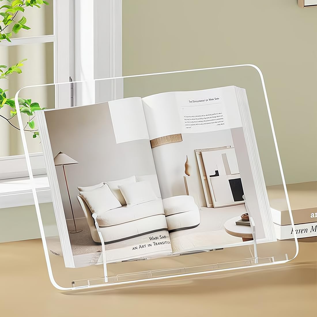 Soporte de acrílico para lectura, soporte portátil para páginas de libros, soportes de exhibición ajustables para libros de cocina