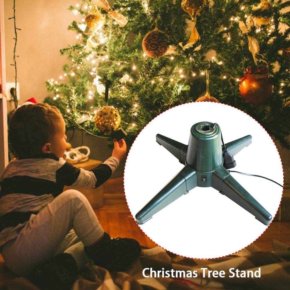 Support De Sapin De Noël Électrique Rotatif 66 Cm - Base Tournante 360° - Stable Pour Arbres Jusqu'à 2,1 M - Intérieur/Extérieur - 10