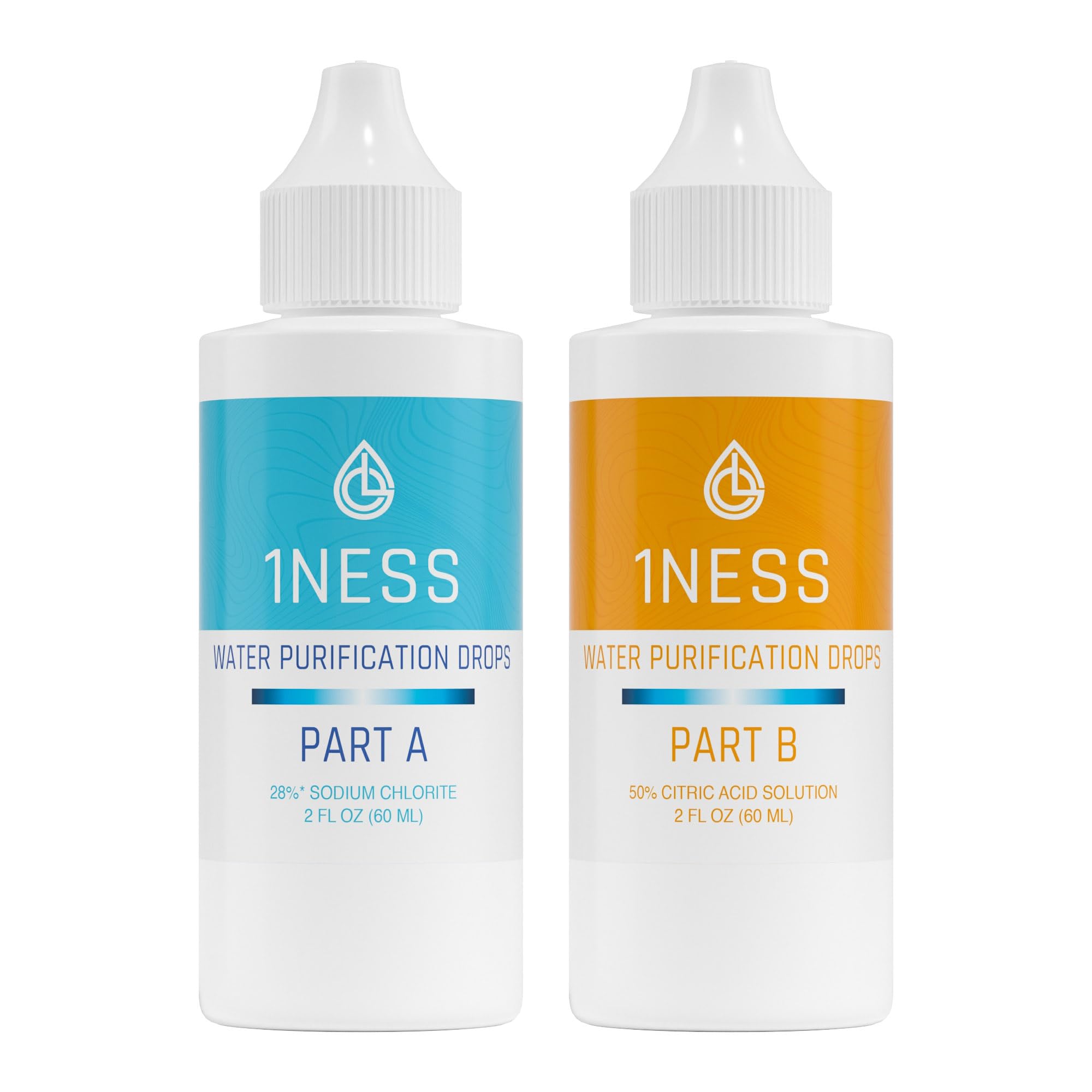 Chlorine Dioxide Kit 2 Part Liquid Classic 1:1 Set Citric Acid 50% : Sodium Solution (1x 2oz A + 1x 2oz B) BPA-Free Plastic Bottles
