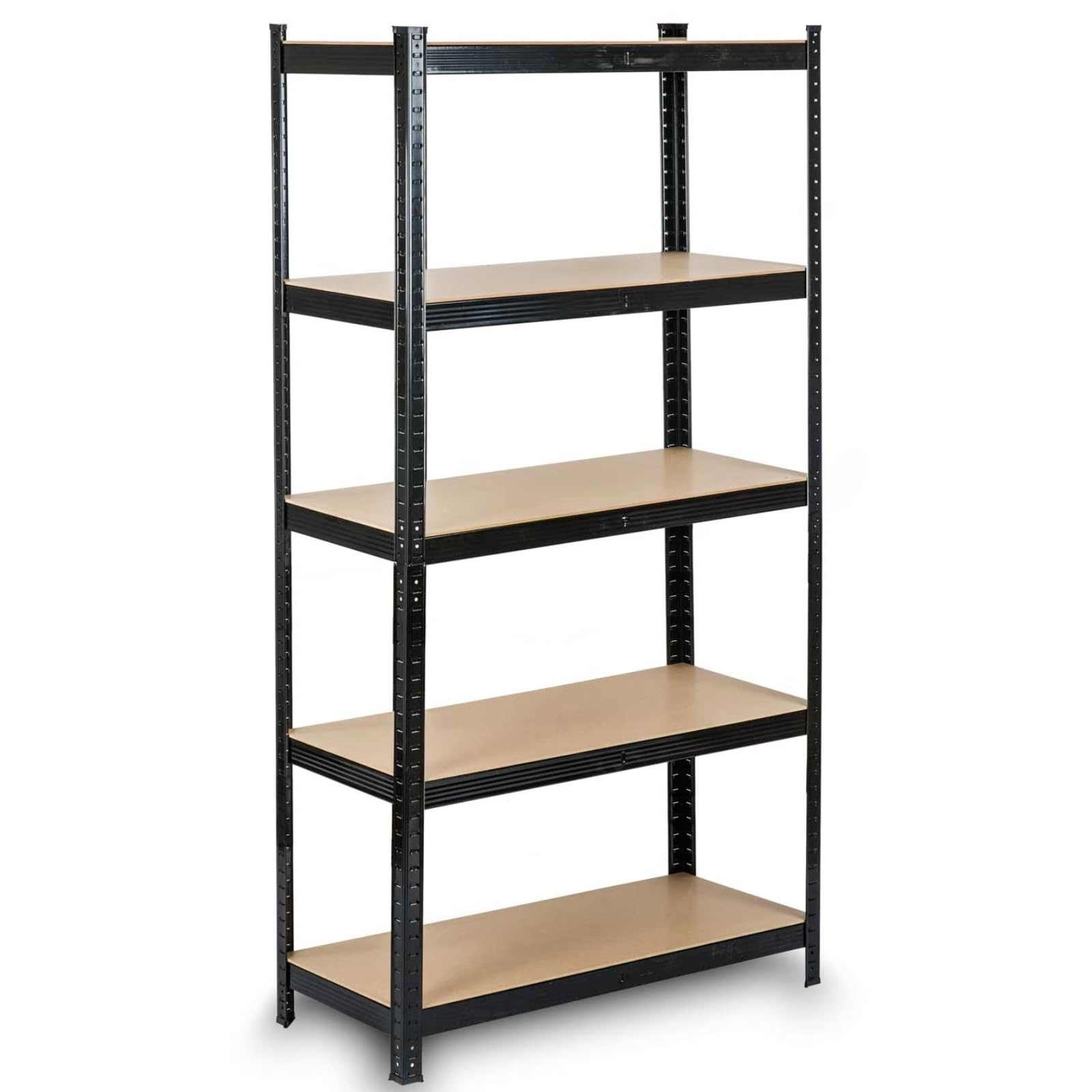 Scaffale in Metallo Nero Scaffalature Carichi Pesanti a 5 Ripiani Regolabili in MDF Senza Viti Scaffali Salvaspazio Ideale per Garage, Magazzino,Cantina 90x40xH 180 cm
