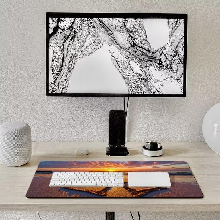 Tappetino Mouse Gaming XXL 1600 x 800 mm Tappetino Antiscivolo Sottomano Da Scrivania Per Mouse e Tastiera, Con Base In Gomma Antiscivolo, Lavabile, Mouse Pad Spiaggia Amore, Regalo per Uomo L-855