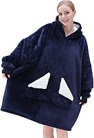Vista 7 de Touchat - Sudadera con capucha estilo cobija, manta Sherpa de gran tamaño con bolsillo y mangas, súper suave, cálida y cómoda, para hombres y Azul