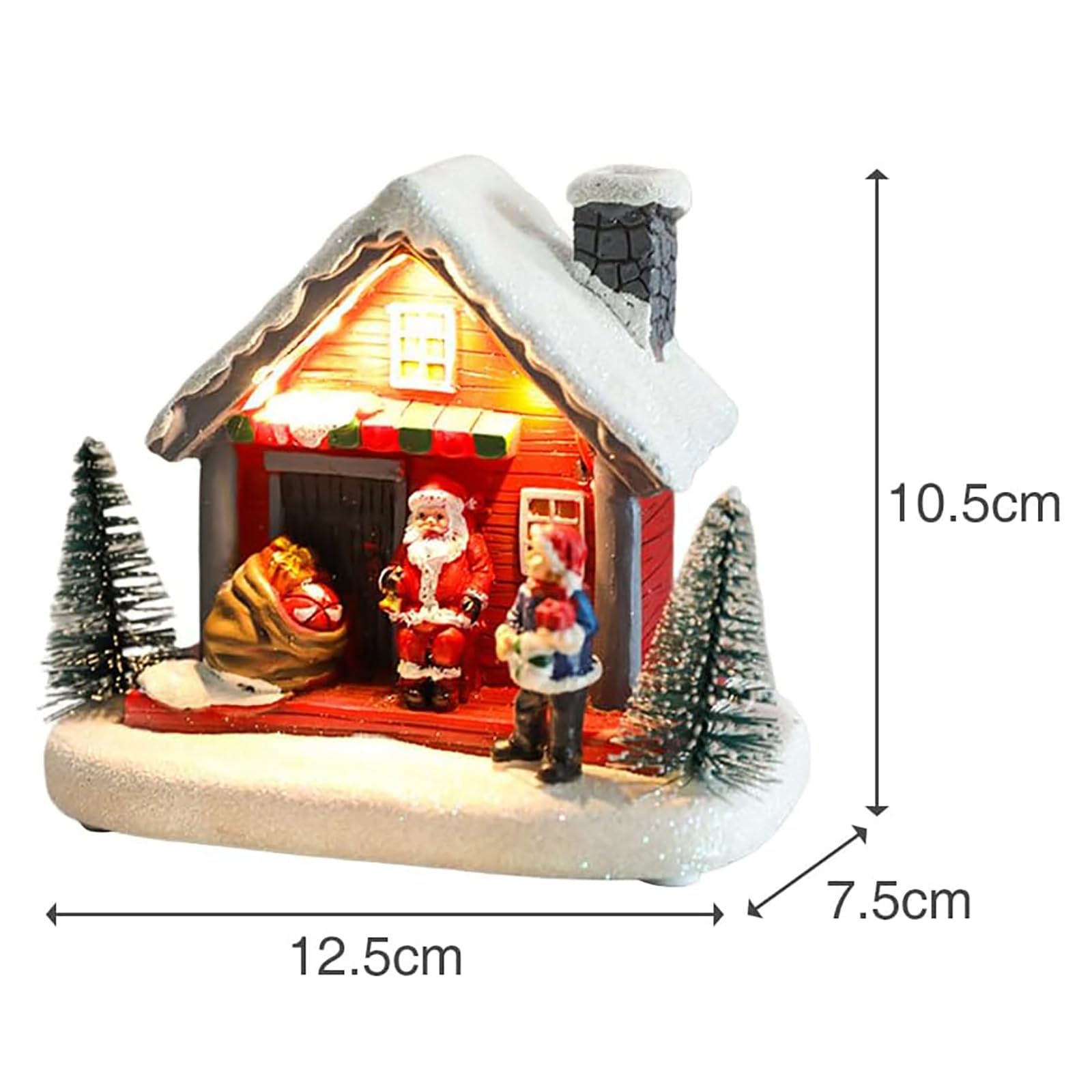 Pequeño Adorno Navideño De Pueblo De Nieve, Casas Navideñas con Escena De Nieve Navideña, Funciona con 2 Pilas AAA Y Material De Resina Duradero, Pintado a Mano Y Artesanía Exquisita