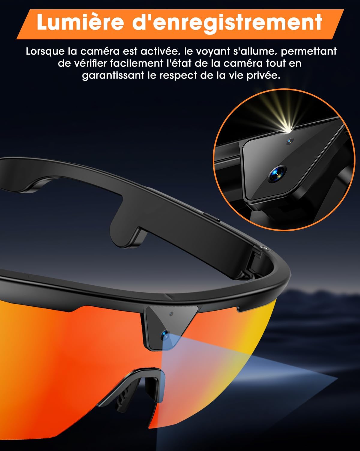 Mingtawn Smart Glasses mit 4K HD Anti-Shake Kamera & 3D Stereo Lautsprechern | Polariserte UV400 Sportsonnenbrille | Bluetooth KI-Brille für Outdoor-Videos, Fotos & Musik | HiFi Audio Action-Kamera