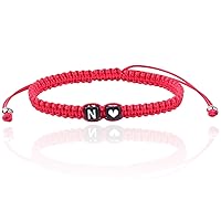Vista 46 de Initial Bracelets for Women Teen Girls, Initial A-Z Heart Letter Charm Bracelets Handmade Adjustable Rope Bracelets for Mother's Day Graduation Black