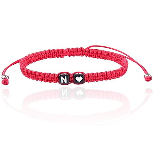 Miniatura 46 de Initial Bracelets for Women Teen Girls, Initial A-Z Heart Letter Charm Bracelets Handmade Adjustable Rope Bracelets for Mother's Day Graduation Black