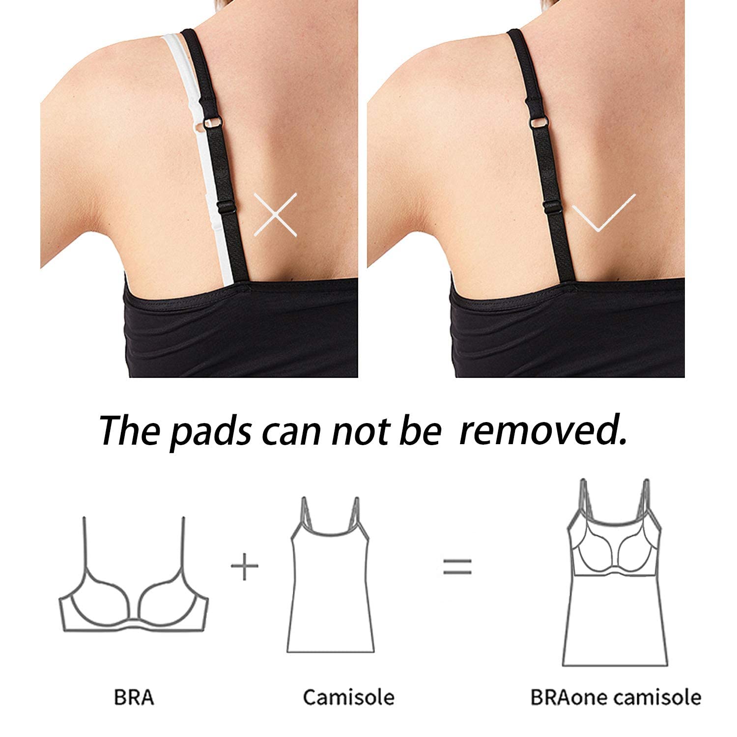 Canotte da Donna a Canotta con Reggiseno Incorporato Canottiera di Base Solida Camicia Imbottita Regolabile con Spalline Sottili