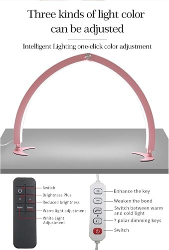 Miniatura 17 de Yoidesu Lámpara de media luna para extensión de pestañas, 20 W, 3200 a 5600 K, plegable, esteticista, lámpara de pestañas con soporte para teléfono