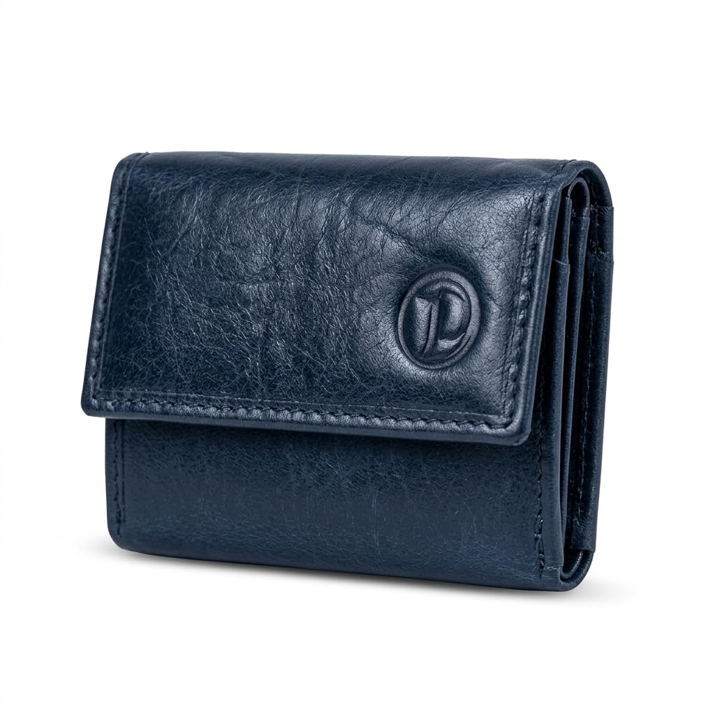 Small Ladies Wallet | Genuine Leather | 2 Card Slots, 2 Note Compartments, 1 Coin Pocket | Compact Hand Wallet for Women | Daily Use Purse | Elegant & Durable (Royal Blue (Break VT))-image-4