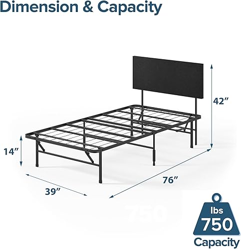 Miniatura 5 de ZINUS SmartBase Base - Base de colchón con cabecera tapizada, plataforma de metal de 14 pulgadas, marco de acero resistente, marco de acero
