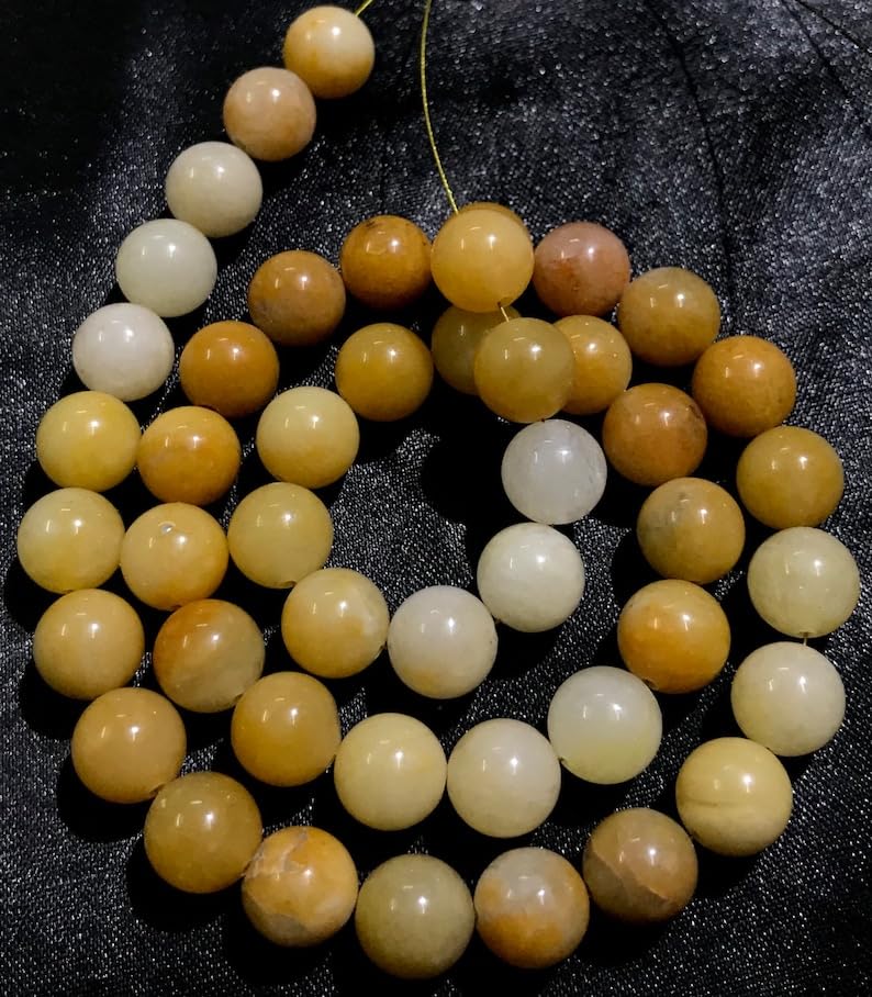 Saphir jaune naturel perles rondes 10mm pour création de colliers et bracelets de joaillerie