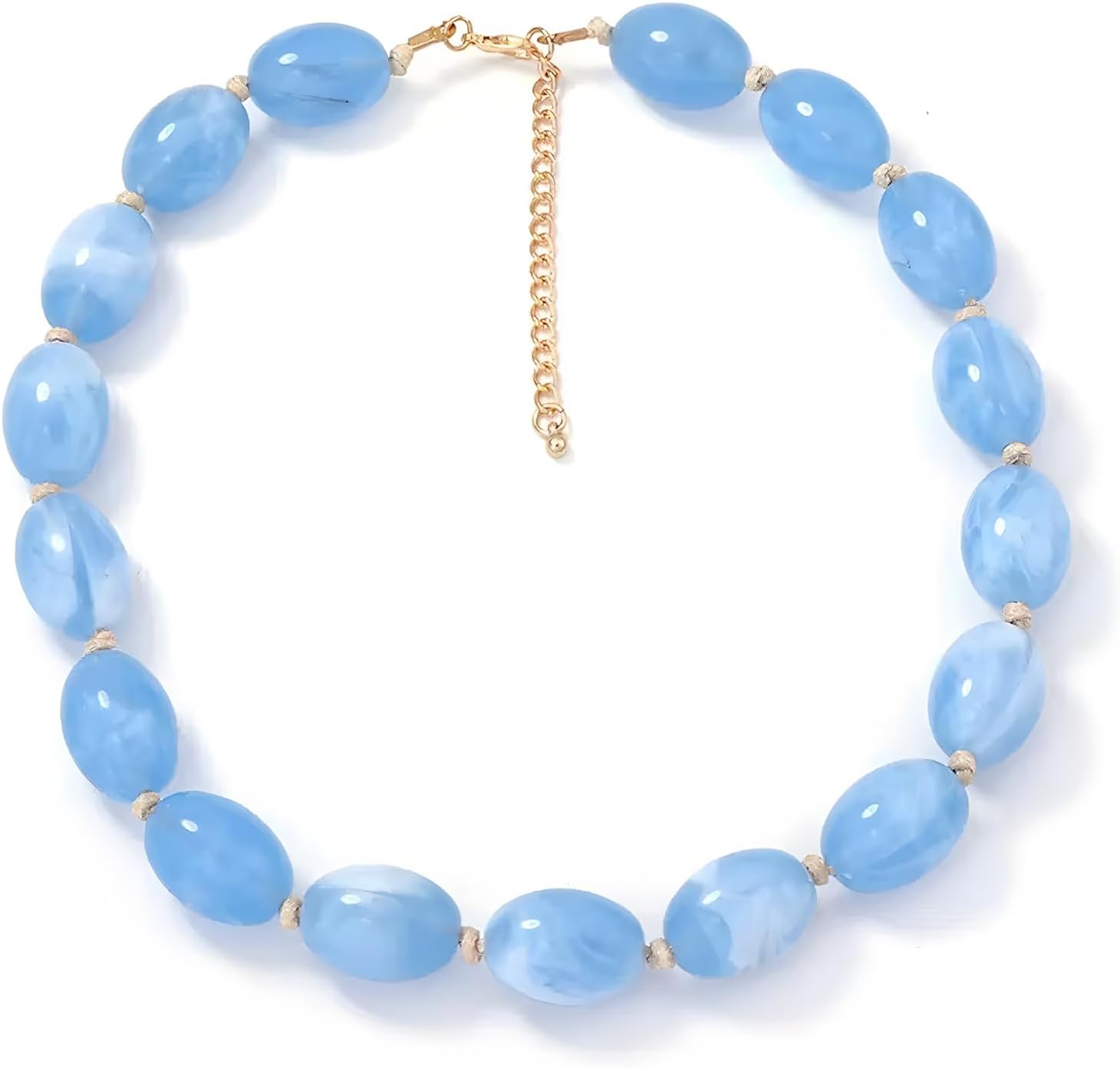 Chunky Turquoise Beaded Necklace for Women Multi Layer Statement Beads Necklaces Summer Bead Neck Choker Jewelry