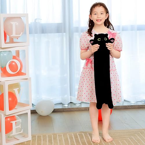 Miniatura 3 de Peluche largo de gato negro  Almohada para abrazar de 27.5 pulgadas, lindo regalo de animal de peluche para niños (27.5 pulgadas)