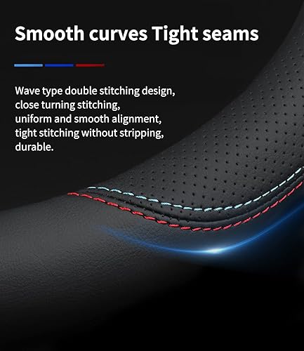 Miniatura 7 de Funda de cuero de ajuste personalizado para volante de automóvil, para Honda, estilo B, antideslizante, transpirable