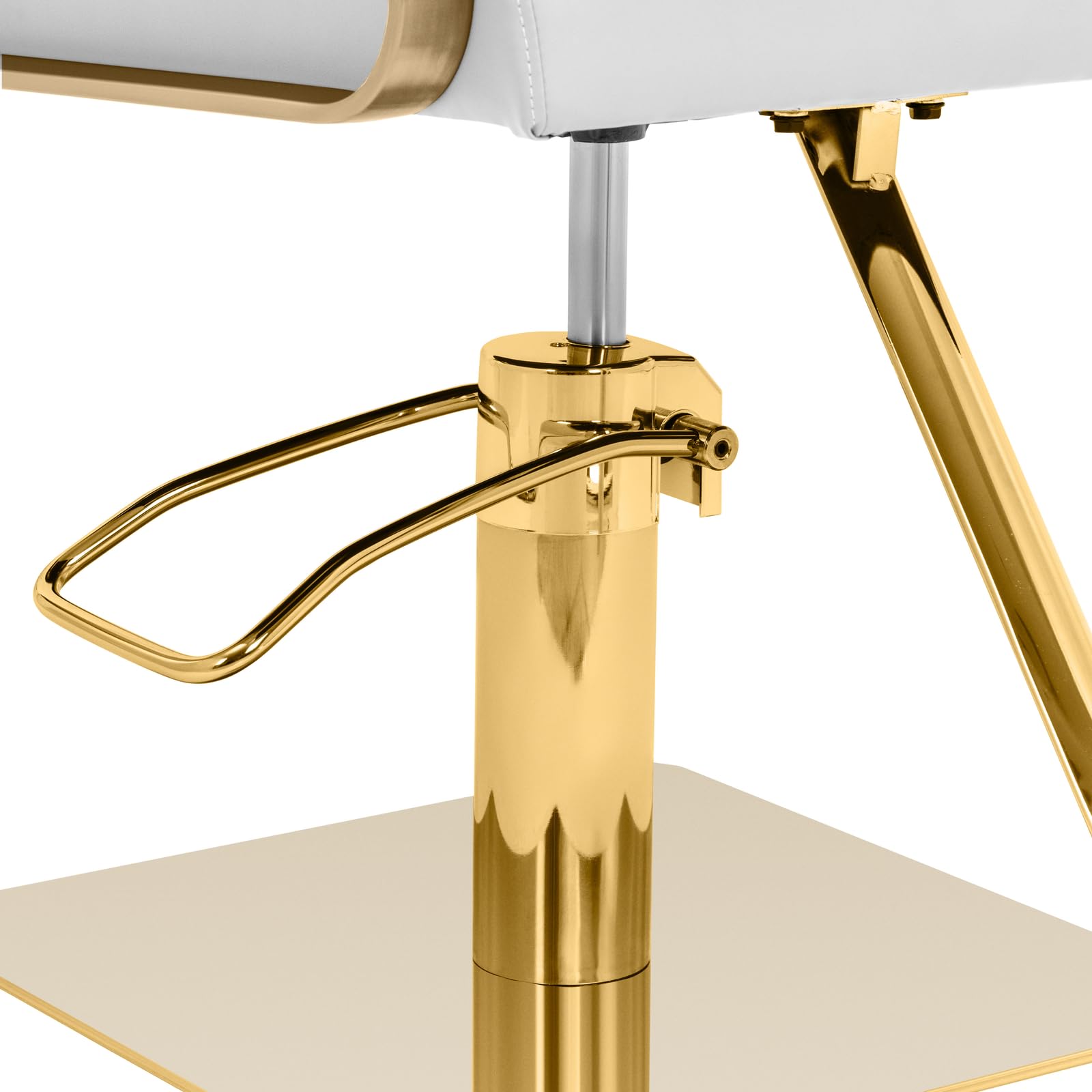 physa Poltrona da parrucchiere con poggiapiedi 50-66 cm, 200 kg Bianco, oro Poltrona da parrucchiere Sedia da parrucchiere Poltrone per parrucchieri
