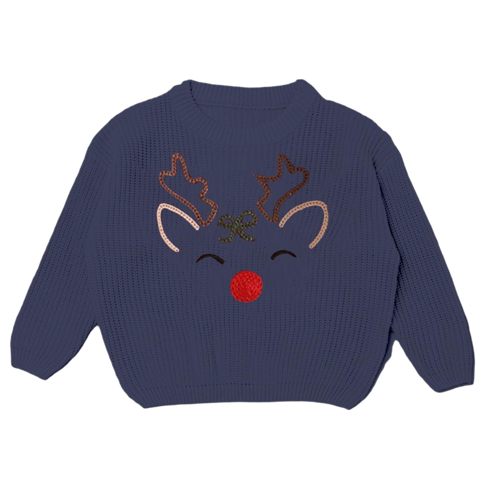Genérico Suéter de Invierno para niño con diseño de Reno Bordado a Mano. Ideal para bebés y niños pequeños Fiestas.
