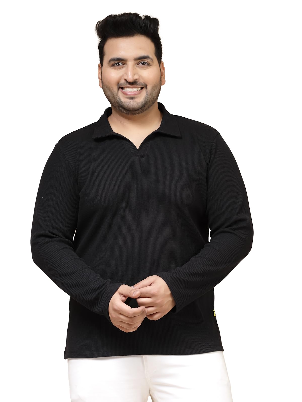 rigo Waffle Knit Solid Plus Size T-Shirt for Men | Full Sleeves T-Shirt for Men | Solid T-Shirts for Men | Stylish, Casual Wear Plus Size T-Shirts for Men-picture-35