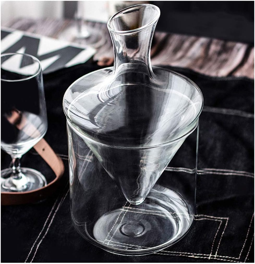 Cubitera Botella Vino Separador de Vino de Vidrio Cubo Creativo para Separar Vino y Hielo Conserva el Hielo por más Tiempo Enfriador de Vino Diseño Elegante Suministros de Bar 1L