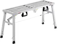 VEVOR Plataforma de trabalho, altura ajustável de 3 marchas, escada dobrável de liga de aço, plataforma de andaime portátil, capacidade de carga de 181 kg, pés de borracha antiderrapante, banco de