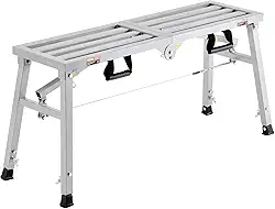 VEVOR Plataforma de trabalho, altura ajustável de 3 marchas, escada dobrável de liga de aço, plataforma de andaime portátil, capacidade de carga de 181 kg, pés de borracha antiderrapante, banco de