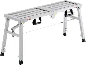 VEVOR Plataforma de trabalho, altura ajustável de 3 marchas, escada dobrável de liga de aço, plataforma de andaime portátil, capacidade de carga de 181 kg, pés de borracha antiderrapante, banco de