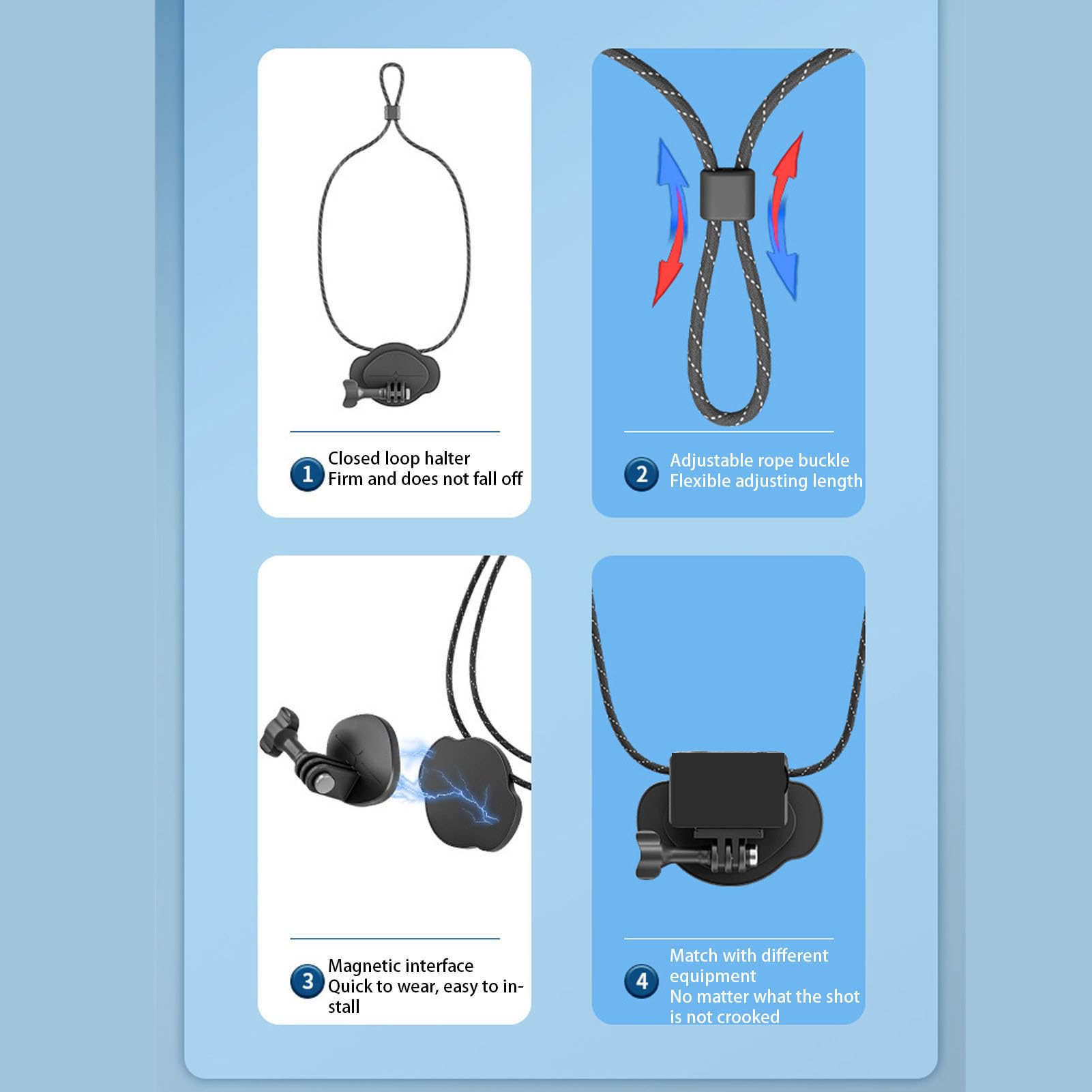 Support de Cou Magnétique, Lanière de Support de Collier pour Selfie POV, Accessoires Vlog pour X4, Action 4