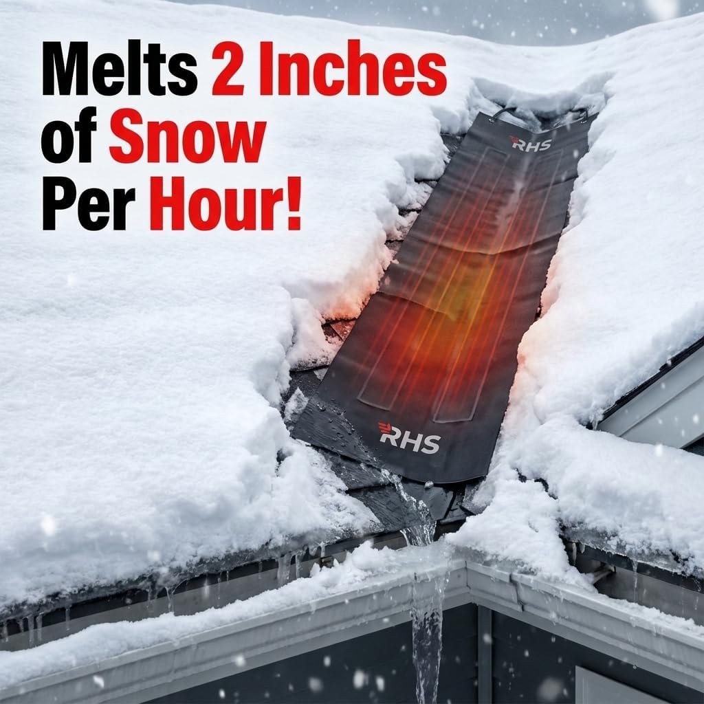 Roof Valley Ice Dam Heater Mat - Snow & Ice Melting System - Prevents Ice Dams & Roof Leaks - Melts 2 Inches of Snow per Hour - Factory Direct (5' ft. x 13" in.)
