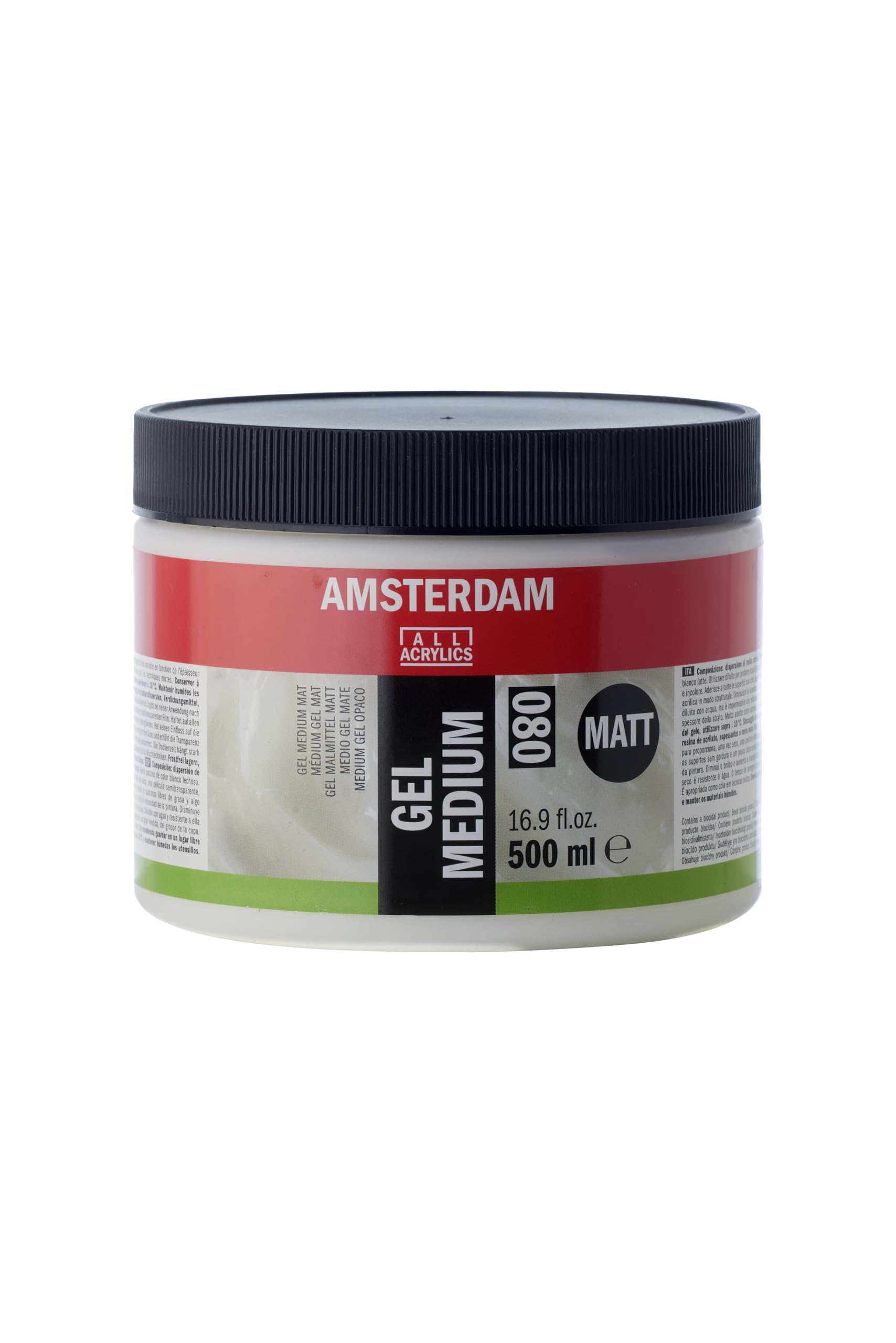 Amsterdam Mediums - Gel Medium Matte 080 500 ml Jar - Thickens Acrylic Paint - Mixed Media Suitable - Dries Transparent - Waterproof