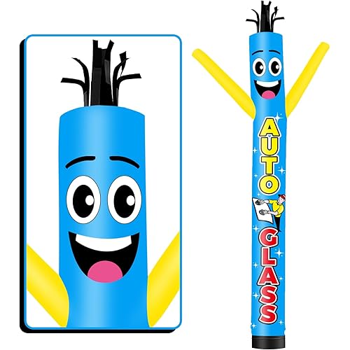 10FT Tall Auto Glass Inflatable Tube Man (12''Diameter) Wacky Wavy Dancing Guy for Outdoor Decoration Advertising Business Promotion (Blower Not Included)