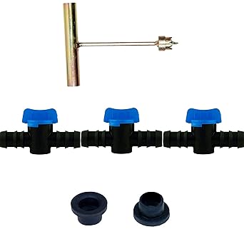 JS Drip Irrigation Drill Bit, Rubber Grommet, Straight Joiner Taps for 16mm take Off PVC Pipe Hose Connectors (Set of 41)