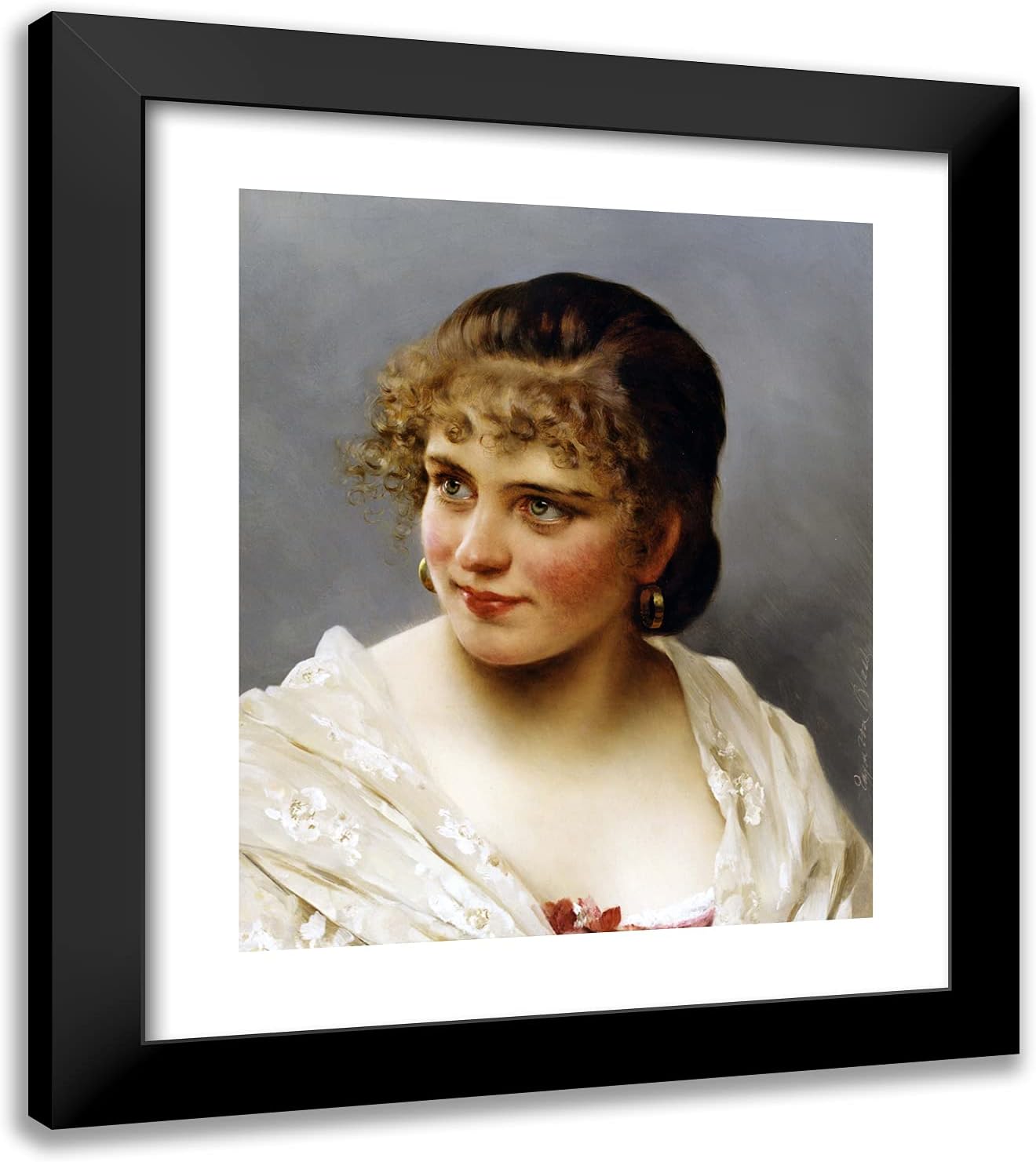 ArtDirect De Blaas, Eugene 20x23 Gold Ornate Framed Art Print with Double Matting Titled: Innocence