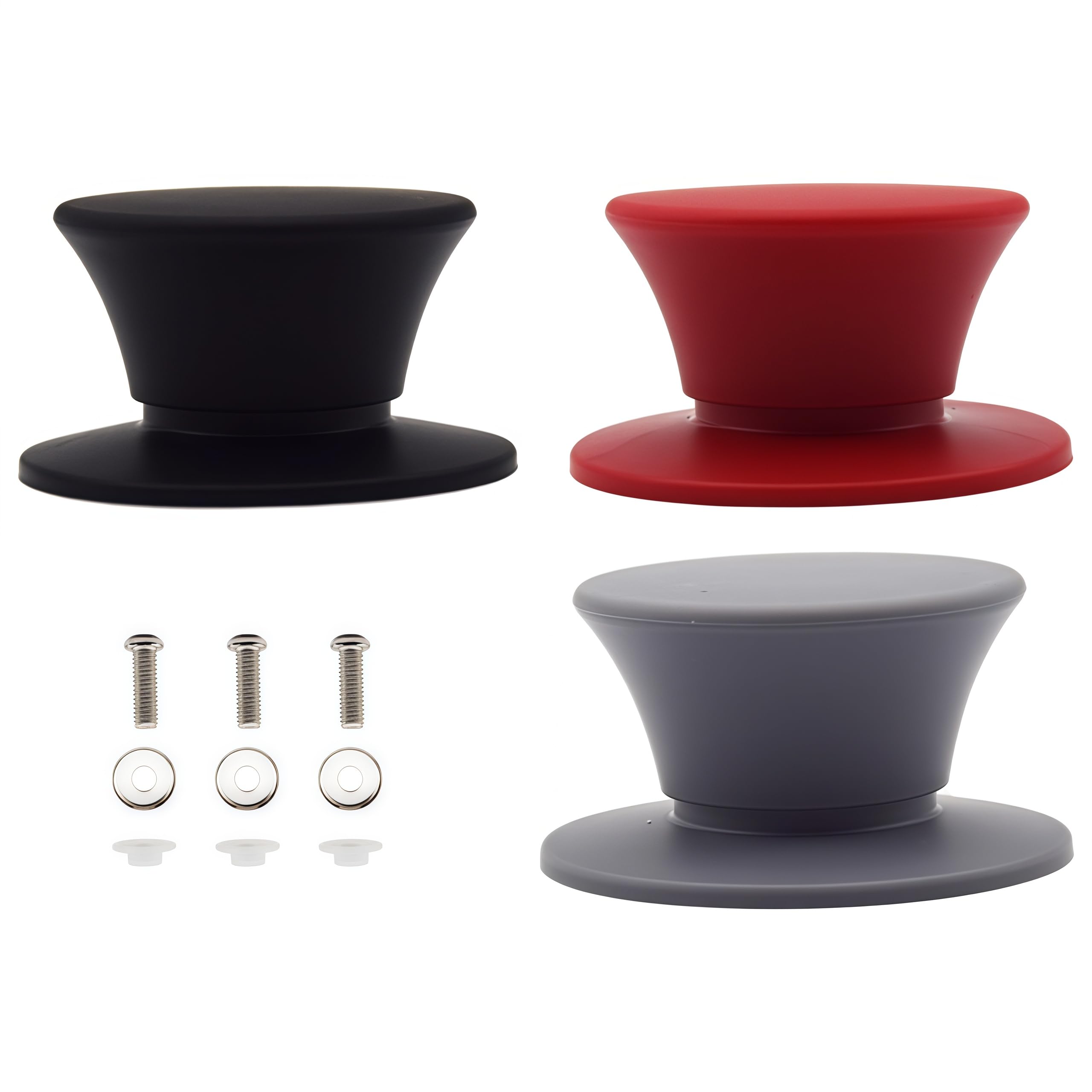 CEEYSEE 3 Pcs Silicone Rubber Replacement Pots Lid Handle,Kitchen Cookware Replacement Knob Handle, Kitchen Cookware Non-Slip Pan Handles with Screws for Frying Pan Saucepan Lid Cover(UK-GGSB-Z)