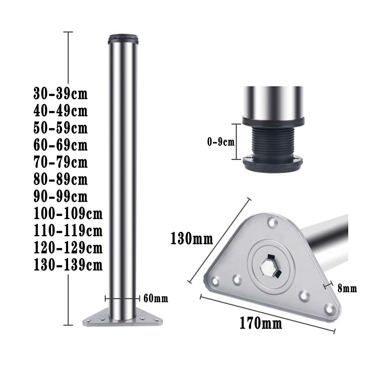 Regulowane metalowe nogi stołowe 1 szt. blat kuchenny biurko śniadanie bar meble nóżki do szafki sprzęt podpórka nogi 130 cm wysokości